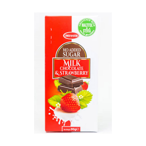 ČOKOLADA MLEČNA STEVIA JAGODA 90G - SWEETSYSTEM