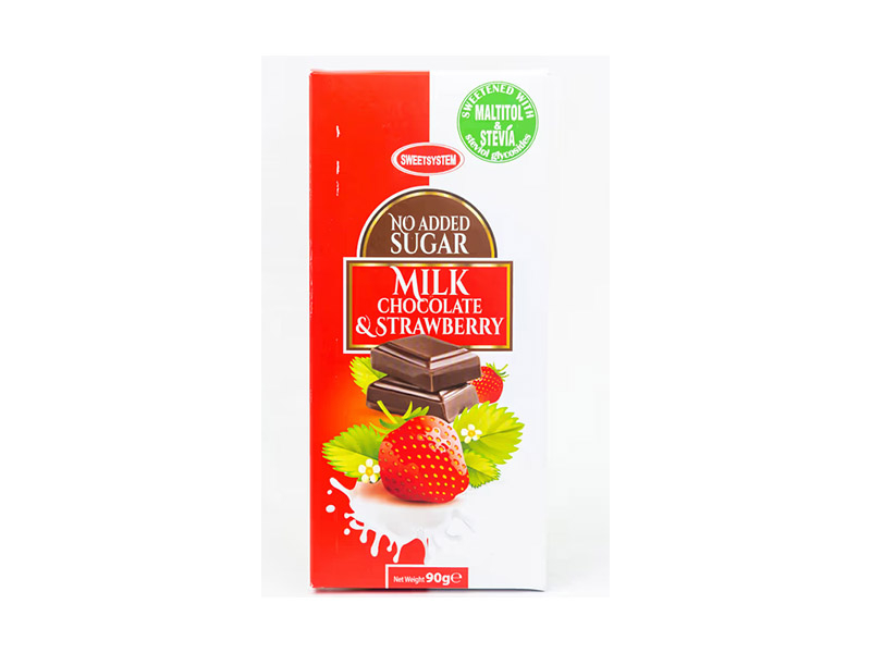  ČOKOLADA MLEČNA STEVIA JAGODA 90G - SWEETSYSTEM